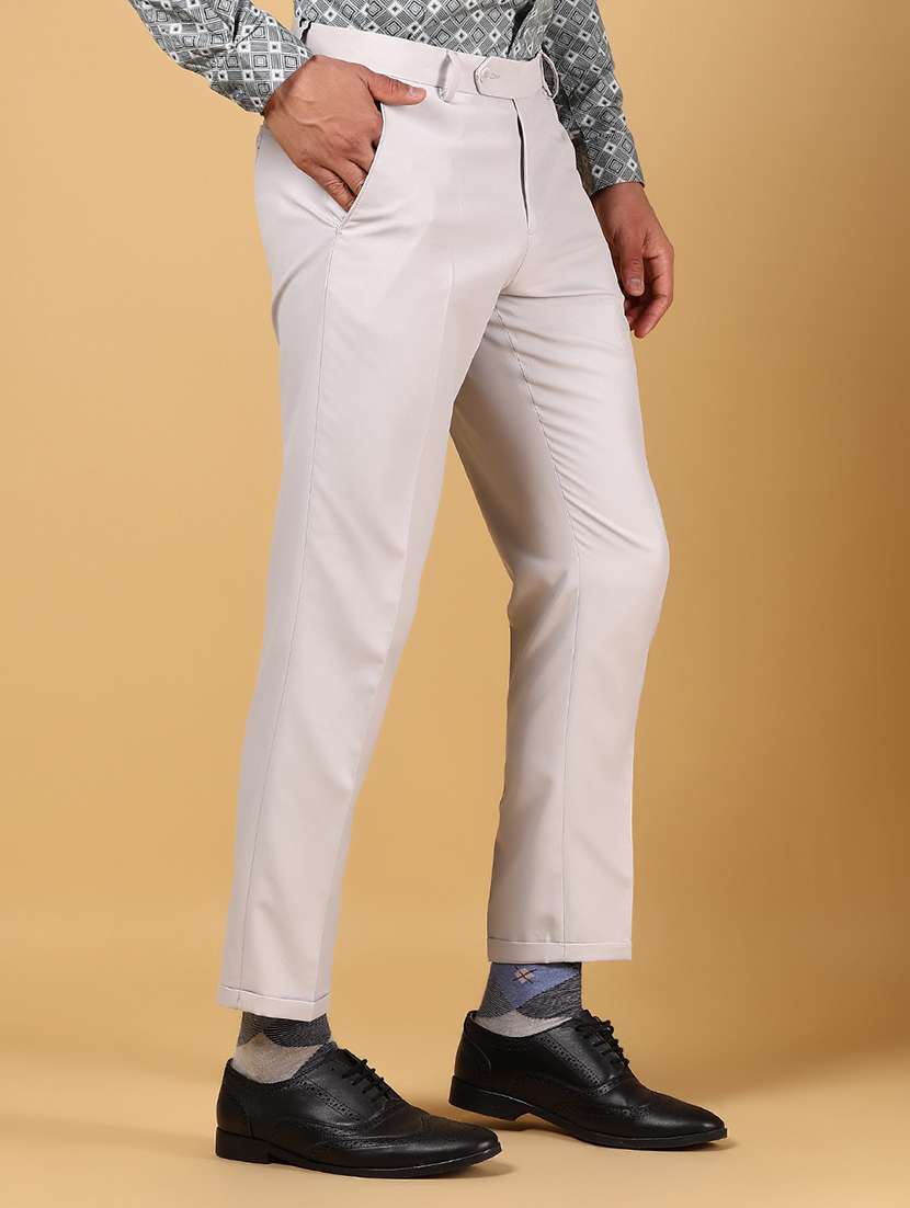 men solid mid rise flat front formal trouser - 22167540 -  Standard Image - 2