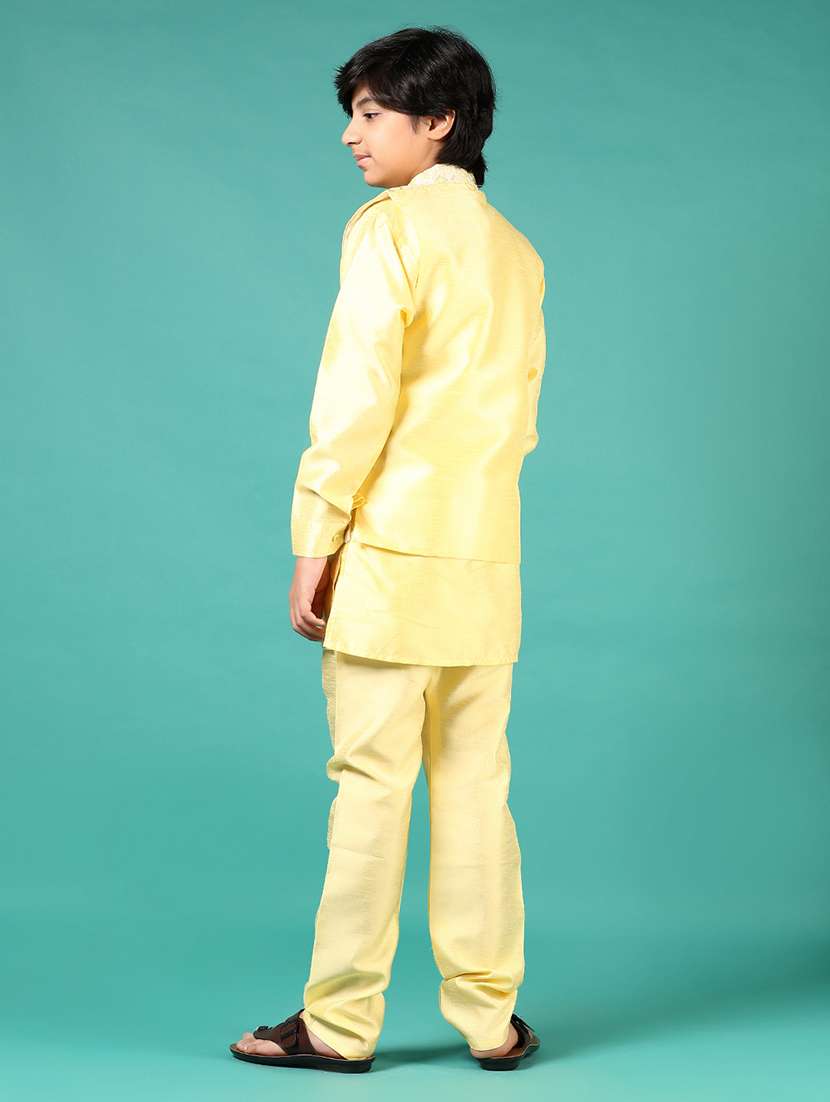boys embroidered kurta and pyjama set with jacket - 22167579 -  Standard Image - 2