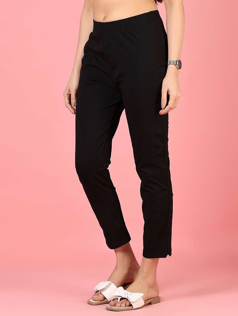 women solid mid rise ankle length tapered pant - 22167805 -  Standard Image - 2