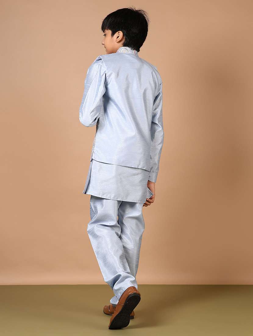 boys embroidered kurta and pyjama set with jacket - 22167817 -  Standard Image - 2