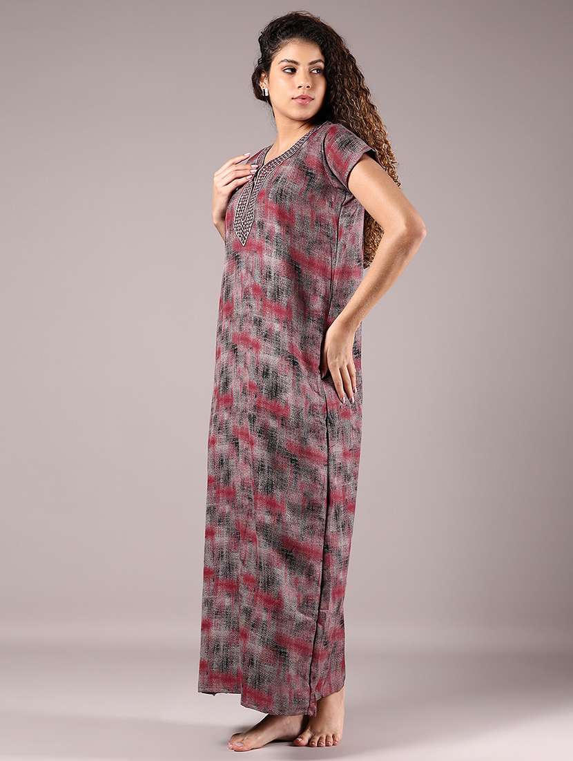 women printed short sleeve nighty - 22167871 -  Standard Image - 2