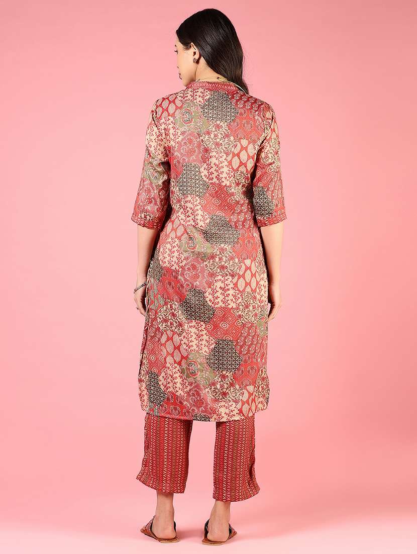 women three quarter sleeve kurta and pant set - 22167875 -  Standard Image - 2