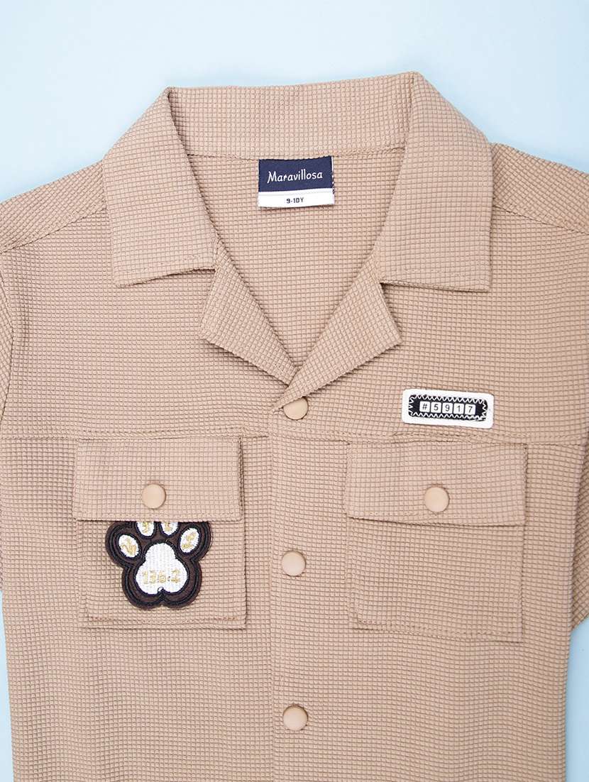 boys solid cuban collar short sleeve shirt - 22168024 -  Standard Image - 2