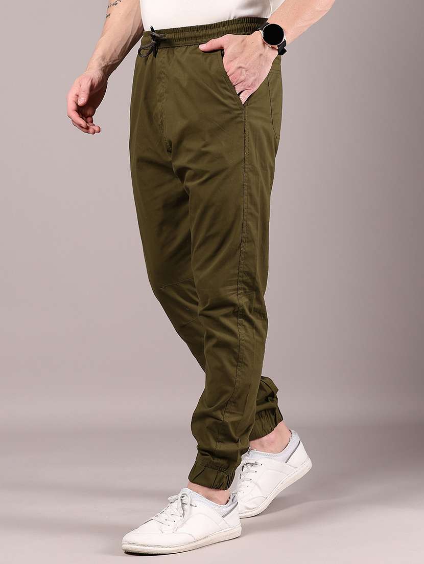 men solid mid rise regular fit jogger - 22168054 -  Standard Image - 2