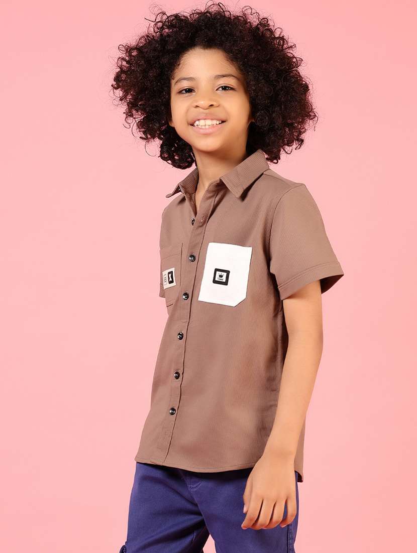 boys solid short sleeve casual shirt - 22168134 -  Standard Image - 2