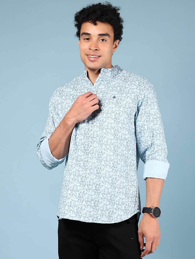 men printed mandarin neck short kurta - 22168429 -  Standard Image - 2