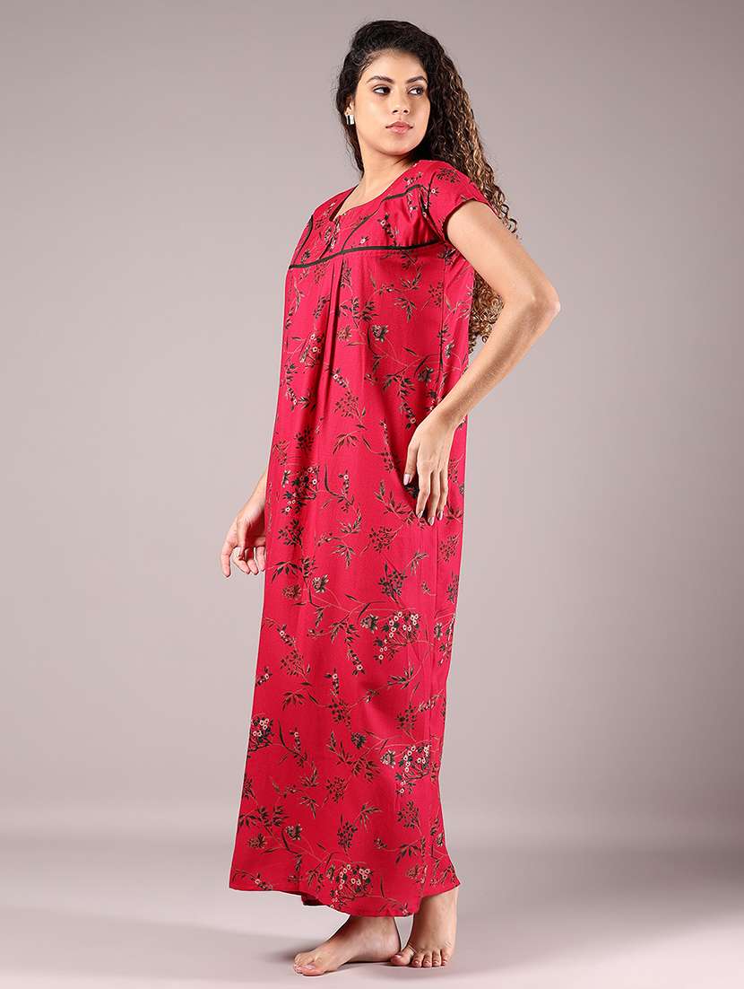 women printed short sleeve nighty - 22168444 -  Standard Image - 2