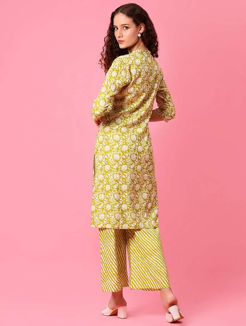 women three quarter sleeve kurta and palazzo set - 22168534 -  Standard Image - 2