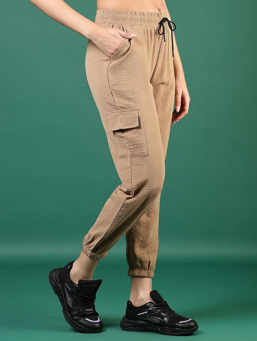 women solid mid rise regular fit jogger - 22168623 -  Standard Image - 2