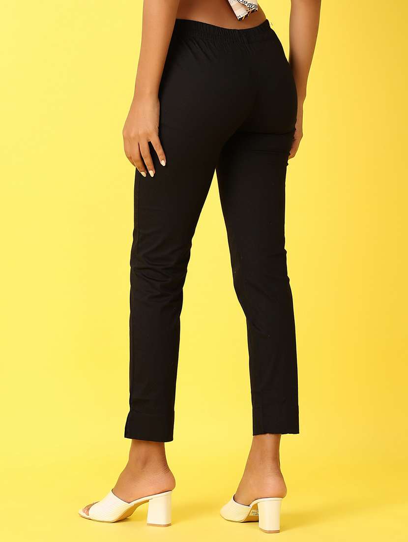 Women Solid Mid Rise Ankle Length Tapered Pant - 22168793 -  Standard Image - 2