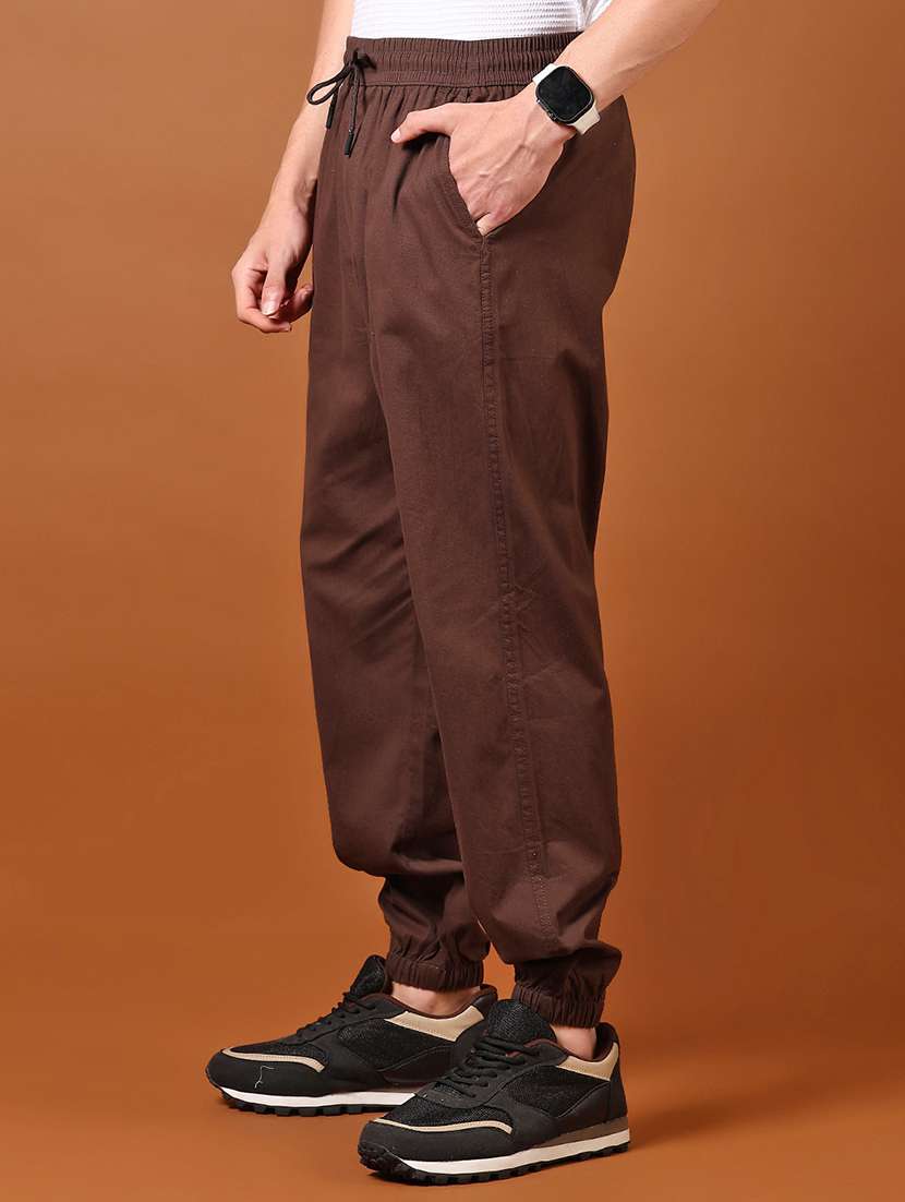 men solid mid rise relaxed fit jogger - 22168837 -  Standard Image - 2
