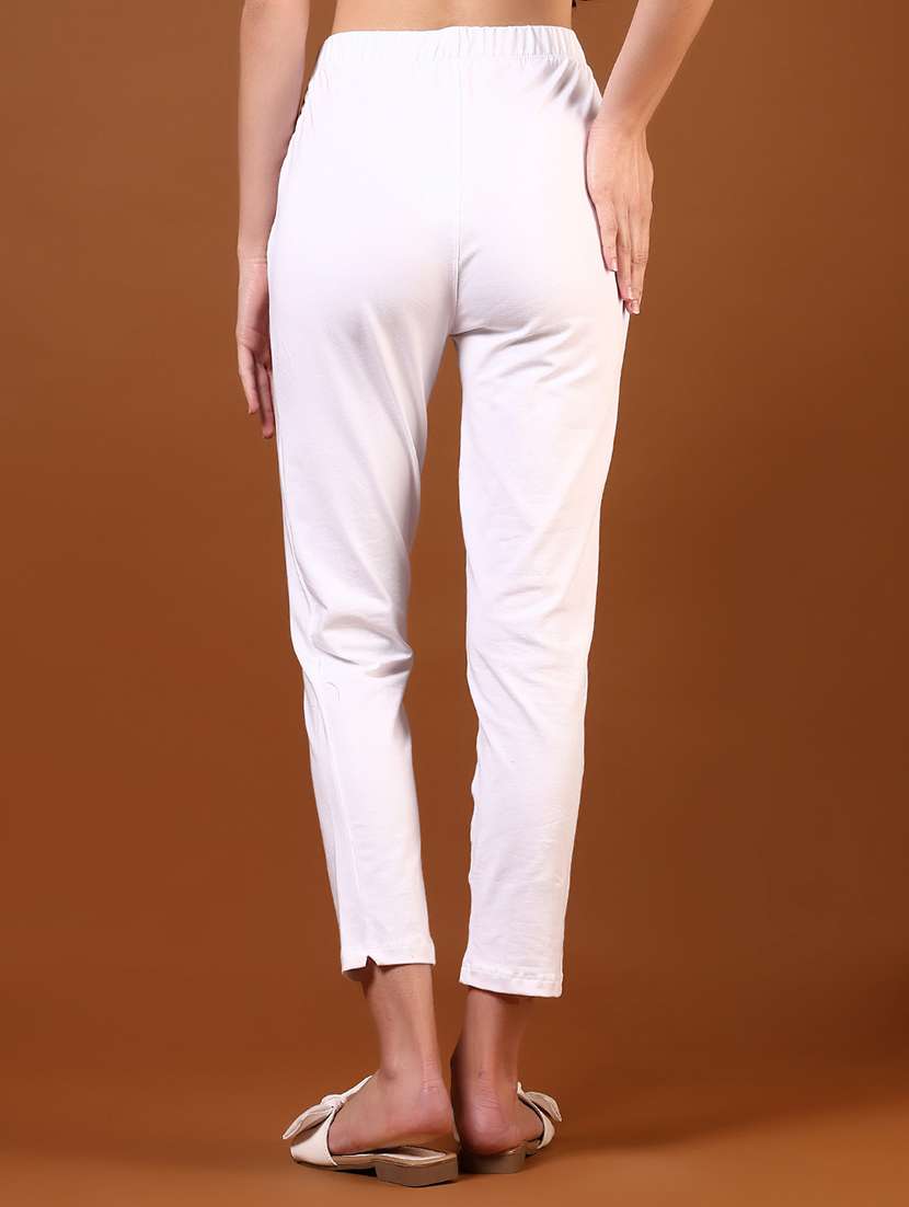 women solid mid rise ankle length tapered pant - 22168841 -  Standard Image - 2