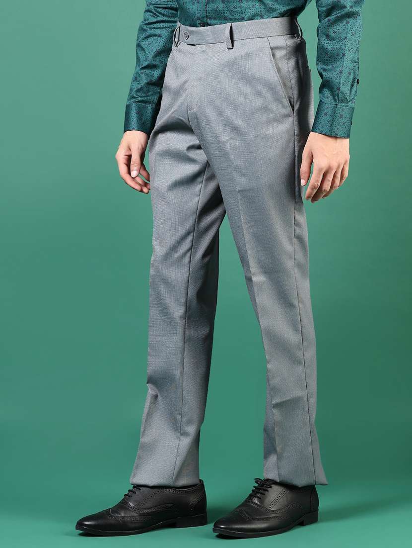 men solid mid rise flat front formal trouser - 22168902 -  Standard Image - 2