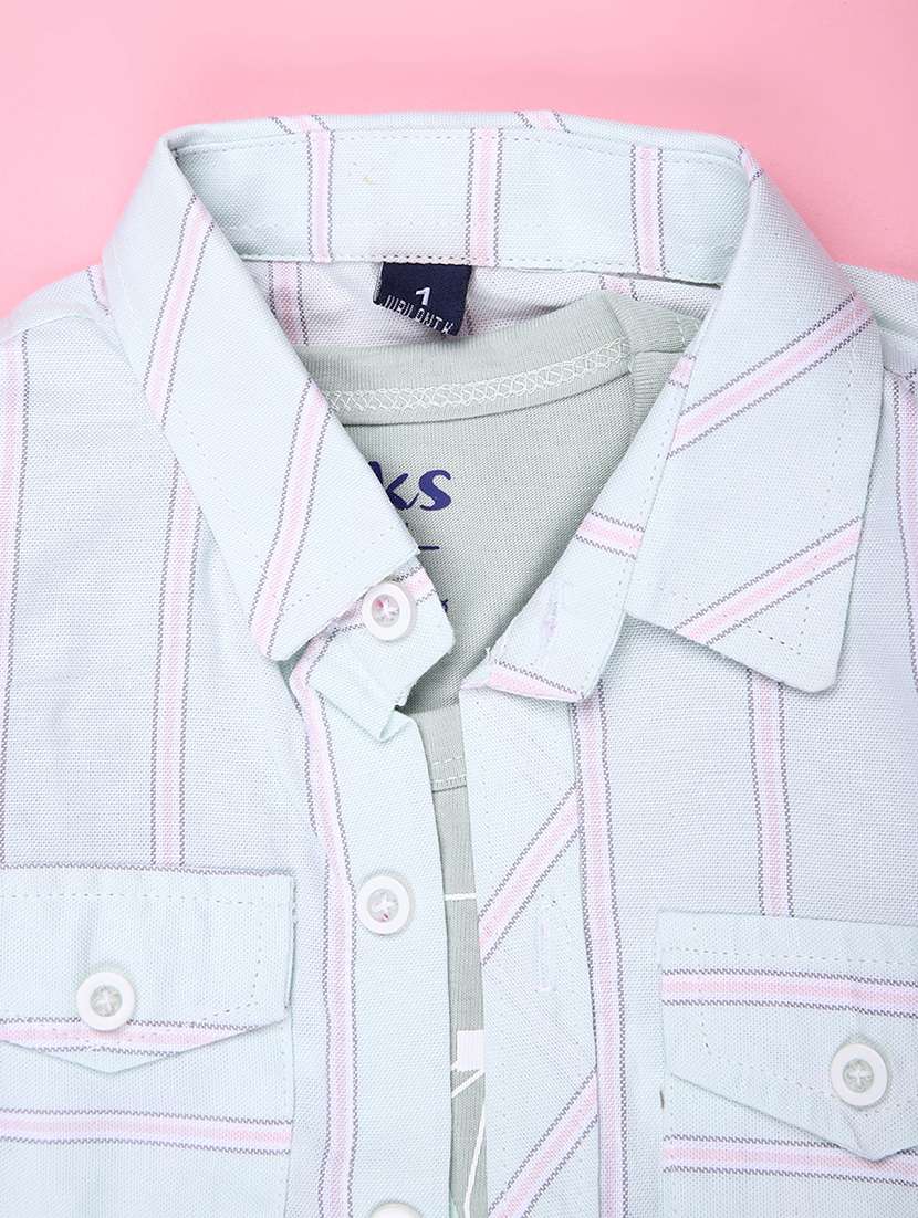 boys striped shirt and trouser co-ord set - 22168927 -  Standard Image - 2