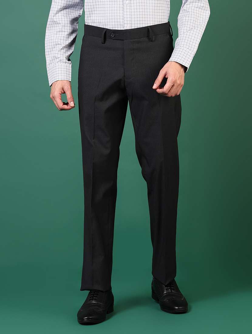 men checkered mid rise flat front formal trouser