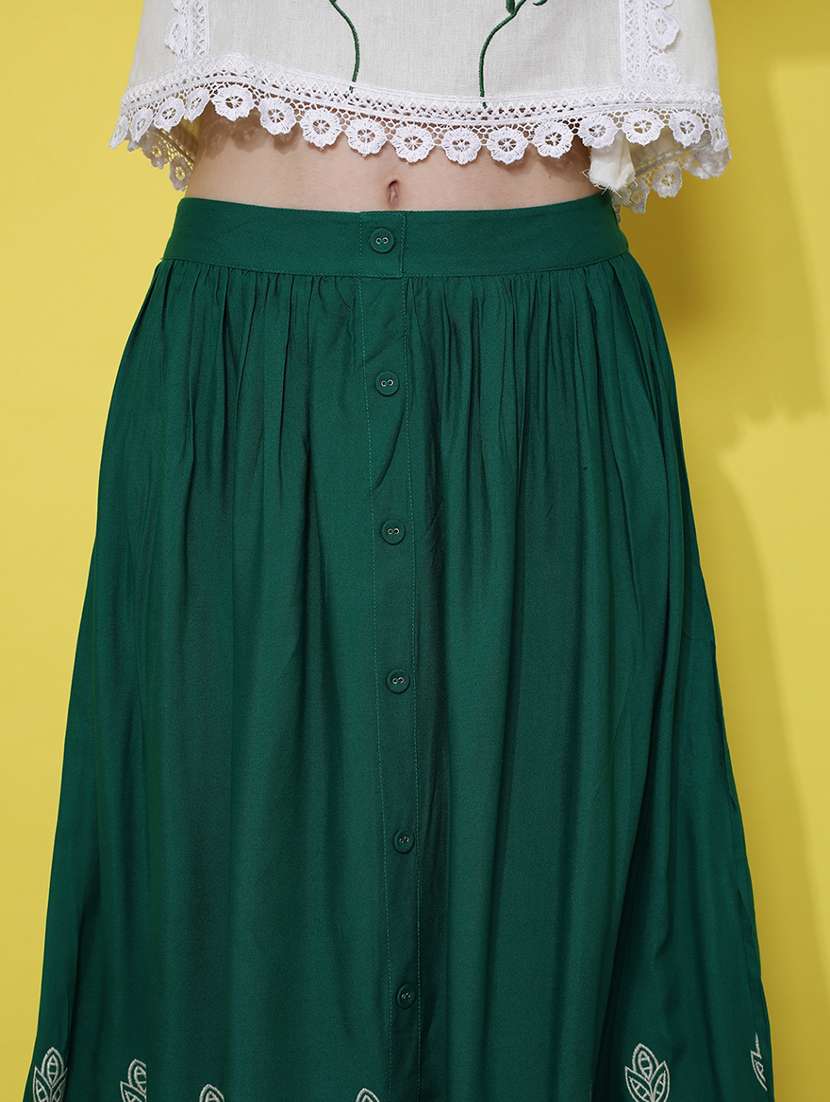 women solid with work mid rise rise flared skirt - 22169180 -  Standard Image - 2