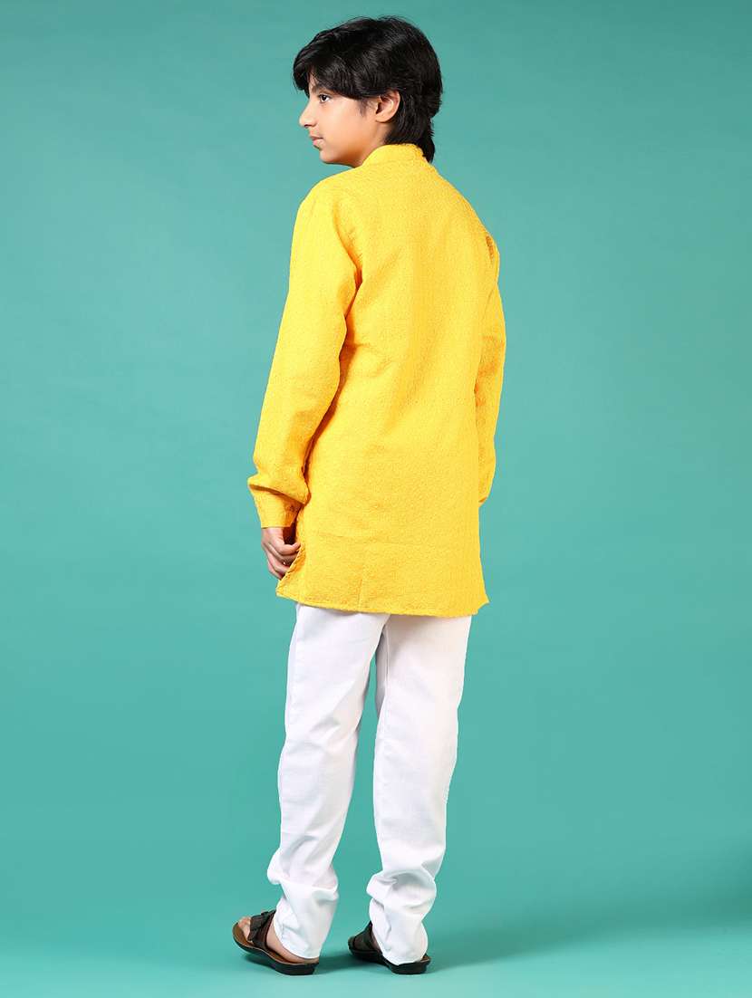 boys embroidered long sleeve kurta and pyjama set - 22169630 -  Standard Image - 2
