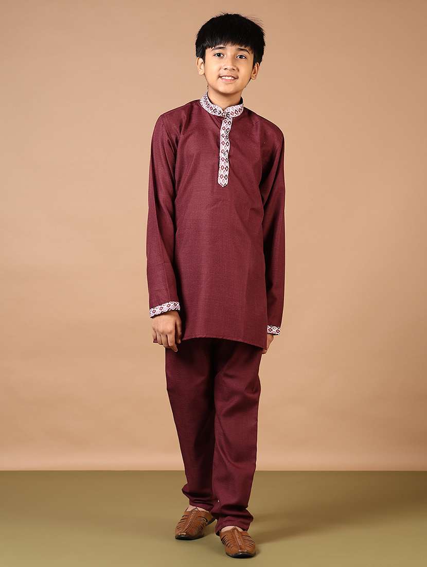 Boys Printed Long Sleeve Kurta And Pyjama Set - 22169941 -  Standard Image - 2