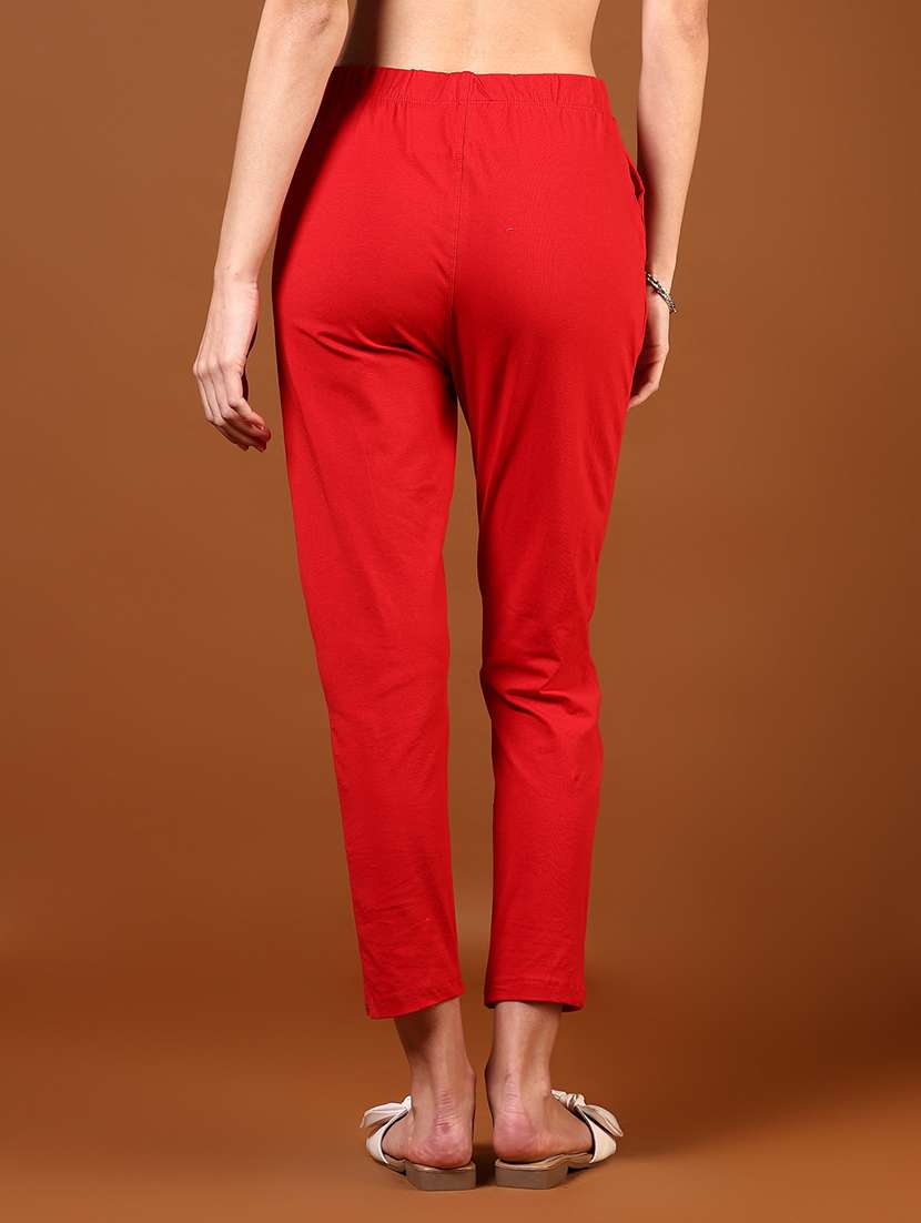 women solid mid rise ankle length tapered pant - 22169952 -  Standard Image - 2