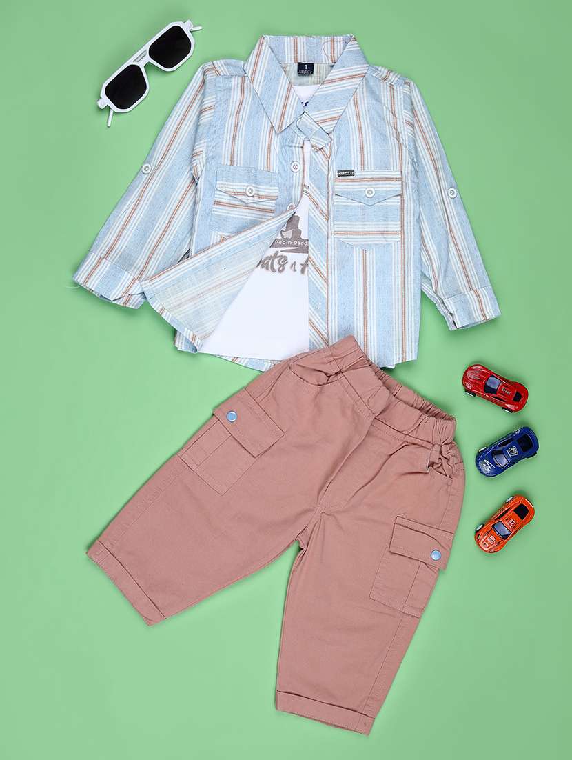 boys striped shirt and trouser co-ord set