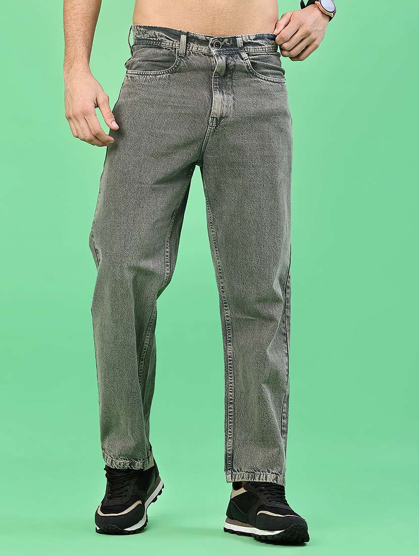 men plain mid rise full length jean