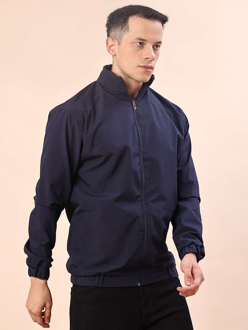 men solid long sleeve windcheater bomber jacket - 22170466 -  Standard Image - 2