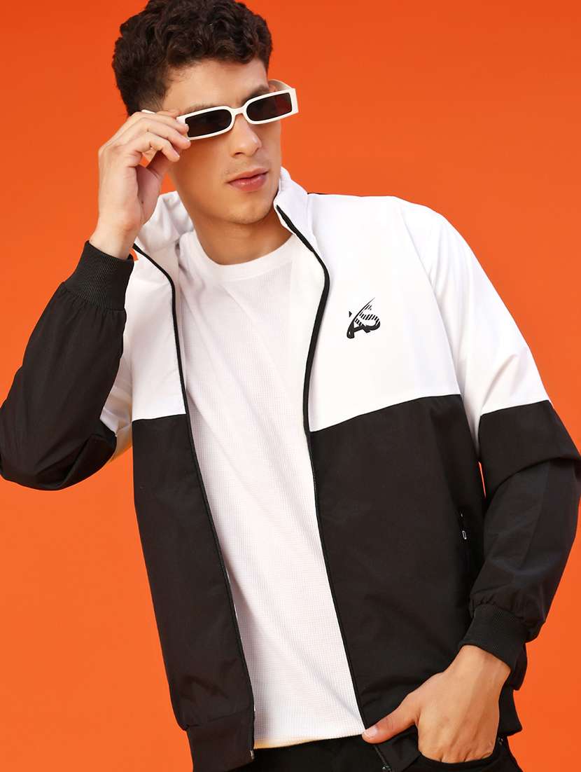 men color block long sleeve lightweight bomber jacket