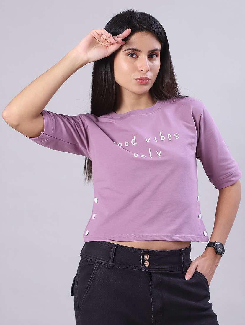 women printed short sleeve crop t-shirt - 22170492 -  Standard Image - 2