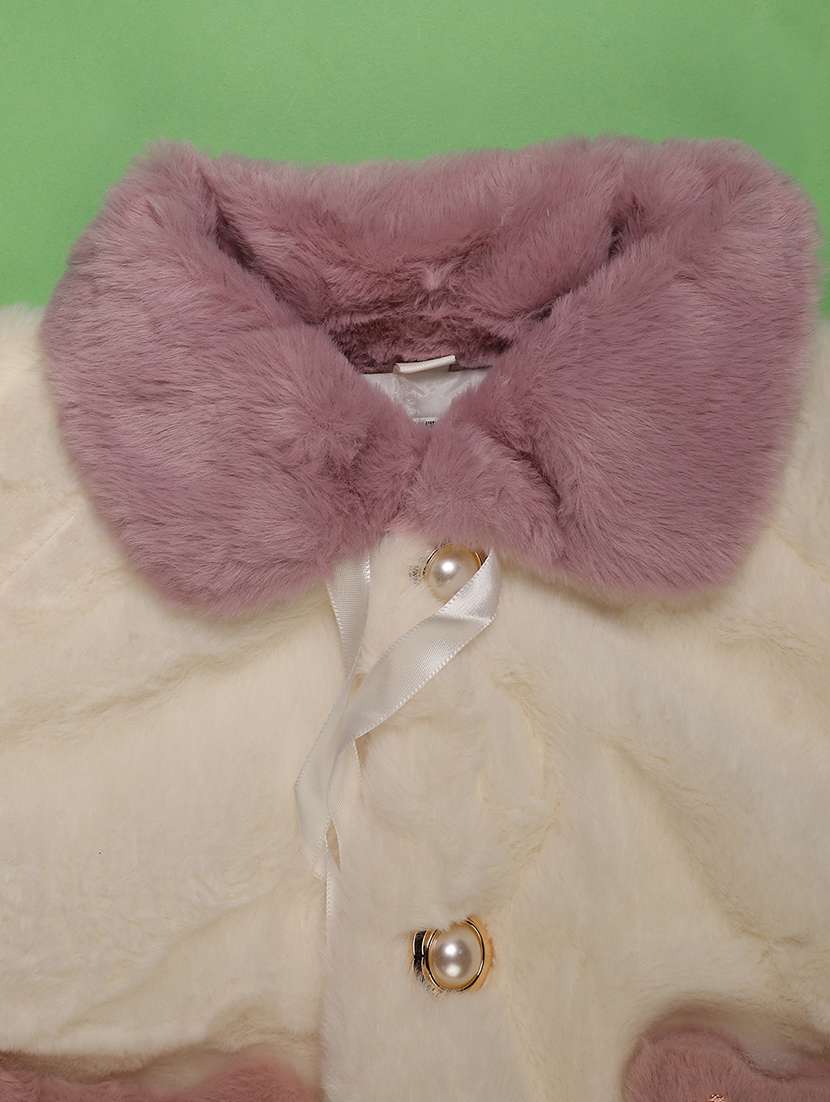 girls solid long sleeve fur jacket - 22170530 -  Standard Image - 2