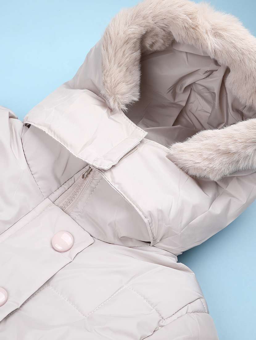 girls solid long sleeve hooded quilted jacket - 22170532 -  Standard Image - 2