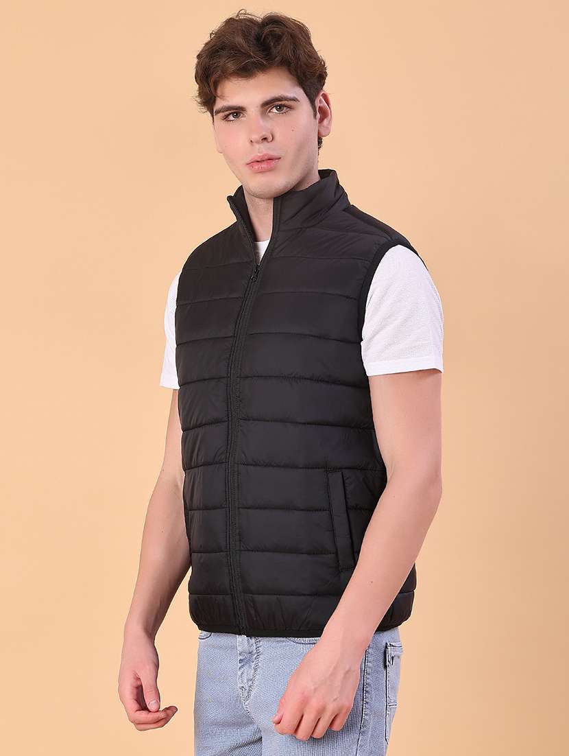 men solid sleeveless lightweight puffer jacket - 22170618 -  Standard Image - 2