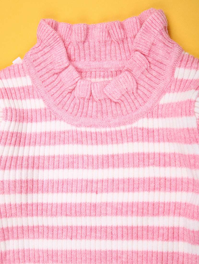 girls striped mock neck long sleeve sweater - 22170634 -  Standard Image - 2