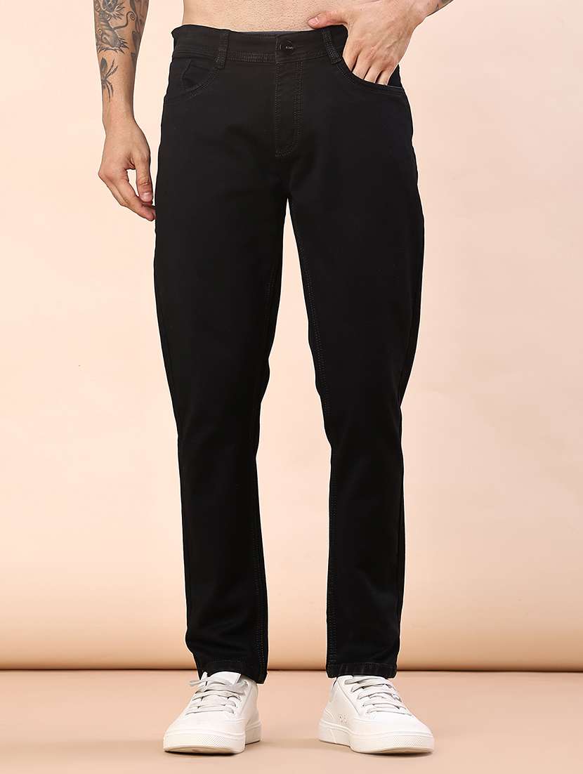 men plain mid rise full length jean