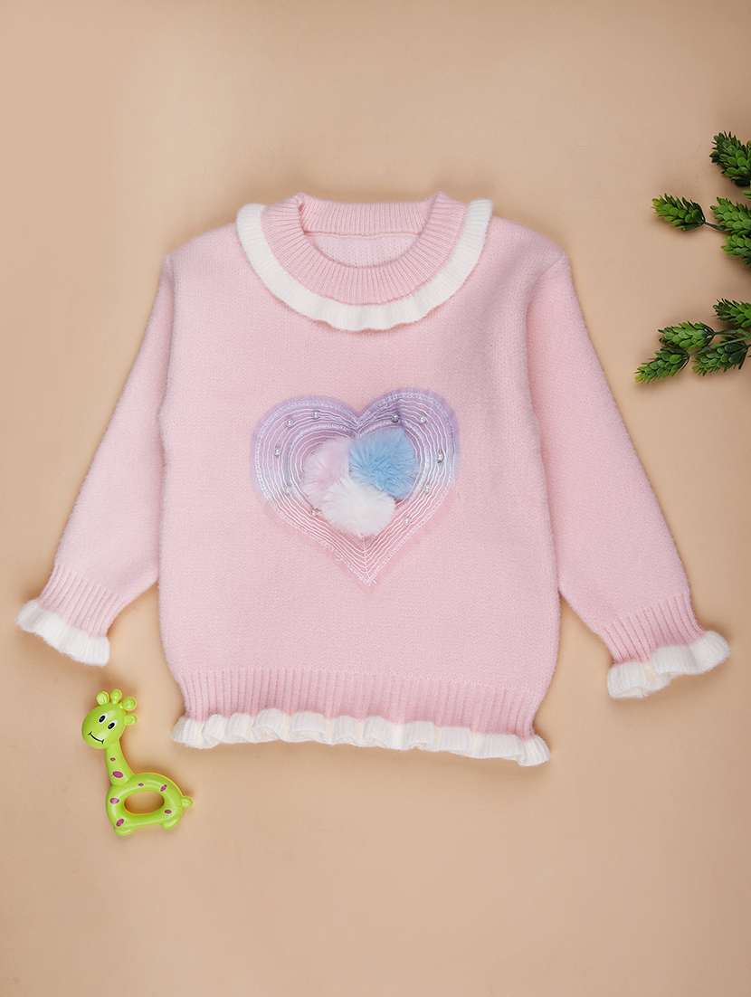 girls self designed long sleeve sweater