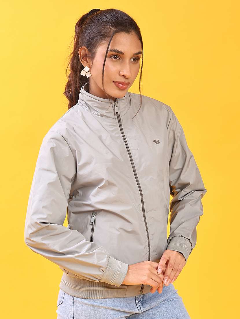 women solid long sleeve windcheater jacket - 22170740 -  Standard Image - 2