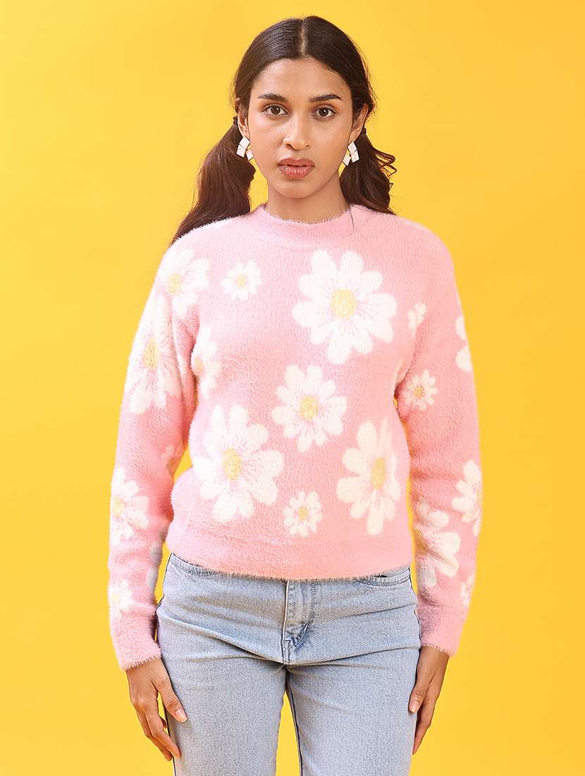 women floral long sleeve waist length pullover - 22170793 -  Standard Image - 2