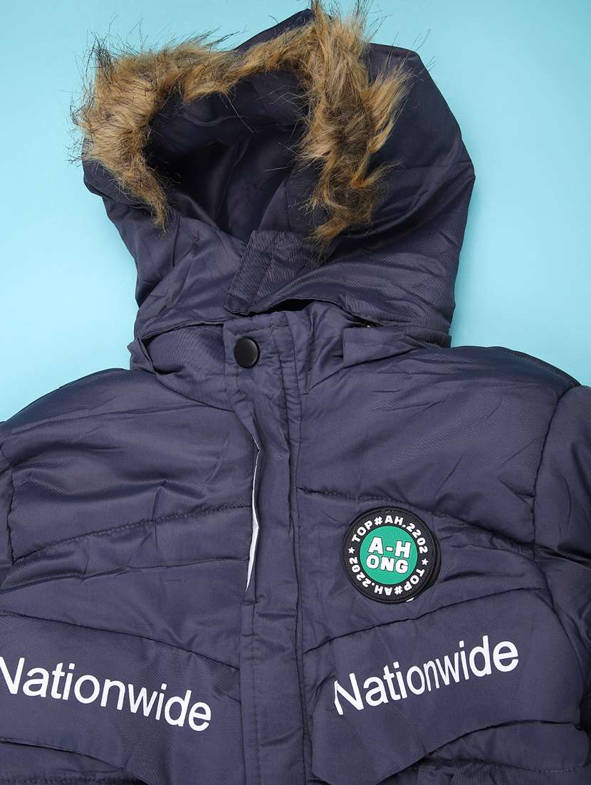 boys solid long sleeve hooded quilted jacket - 22170838 -  Standard Image - 2