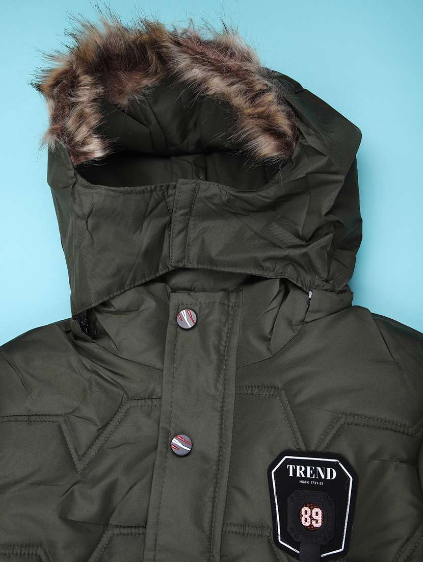 boys solid long sleeve hooded quilted jacket - 22170839 -  Standard Image - 2