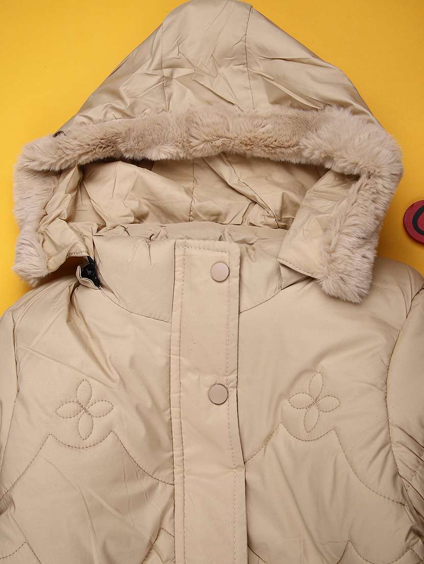 girls solid long sleeve hooded quilted jacket - 22170856 -  Standard Image - 2
