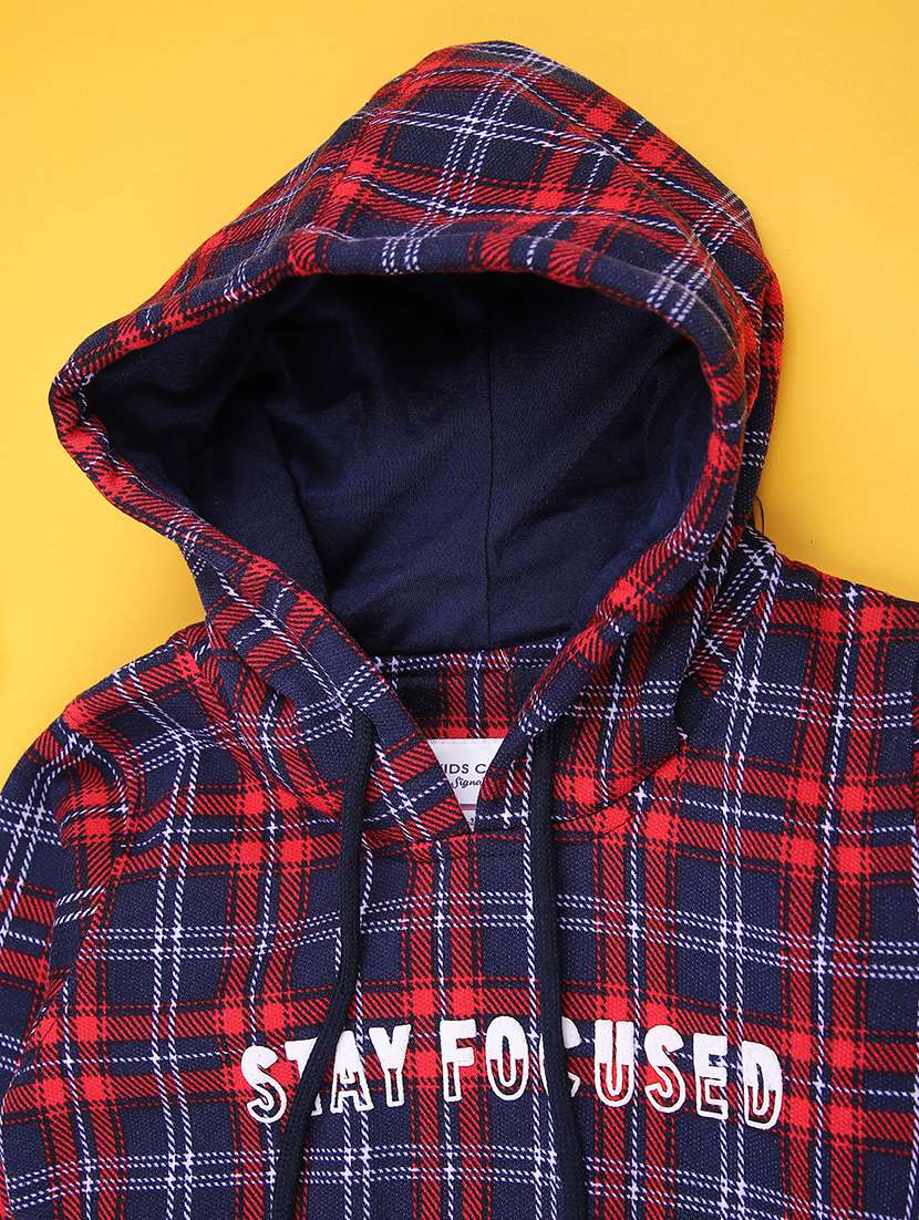 boys checkered long sleeve hooded sweatshirt - 22170950 -  Standard Image - 2