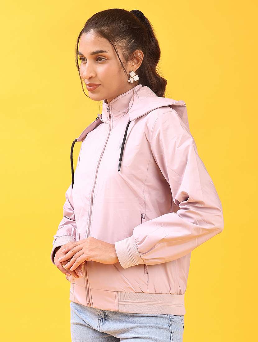 women solid long sleeve hoodie jacket - 22170982 -  Standard Image - 2