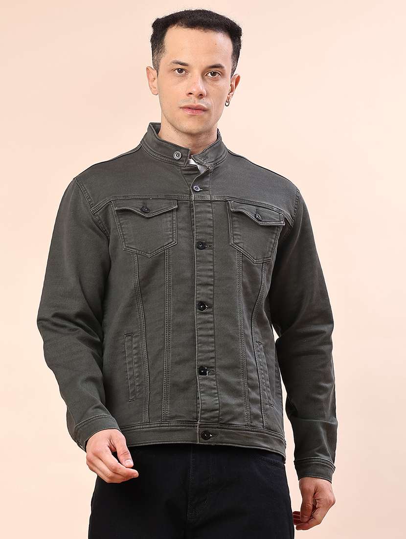 men solid long sleeve denim jacket - 22171043 -  Standard Image - 2