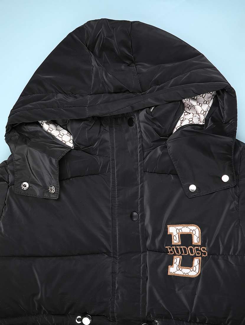 girls solid long sleeve hooded quilted jacket - 22171078 -  Standard Image - 2