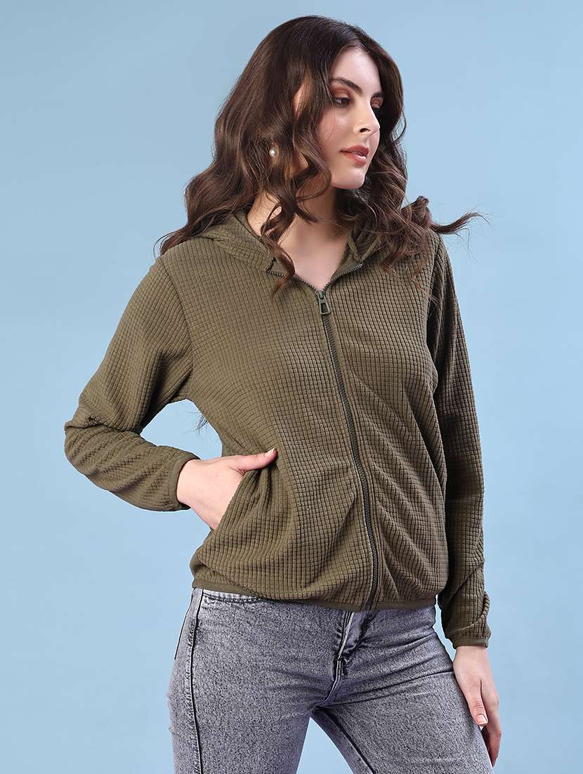 women plain long sleeve hooded sweatshirt - 22171141 -  Standard Image - 2