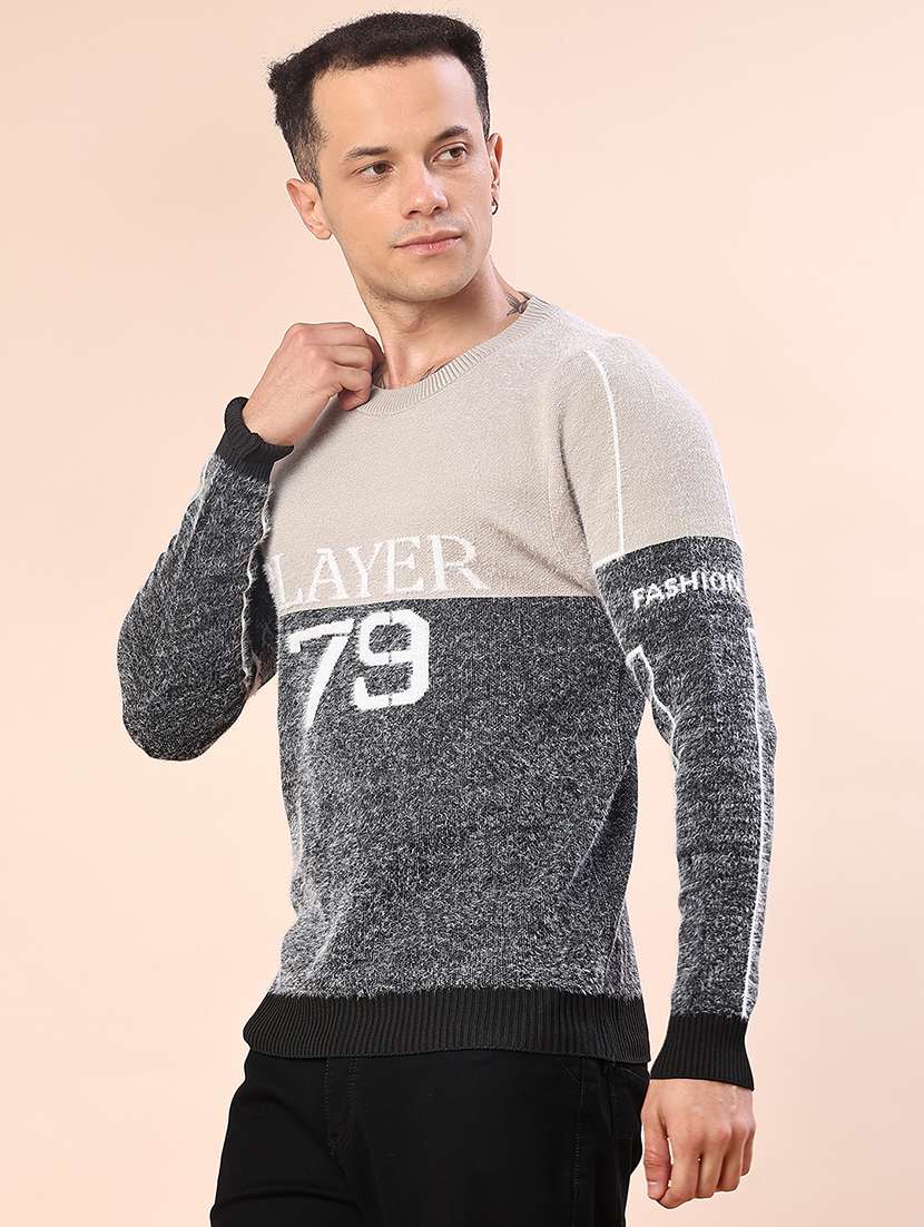 Men Self Design Long Sleeve Regular Fit Pullover - 22171184 -  Standard Image - 2
