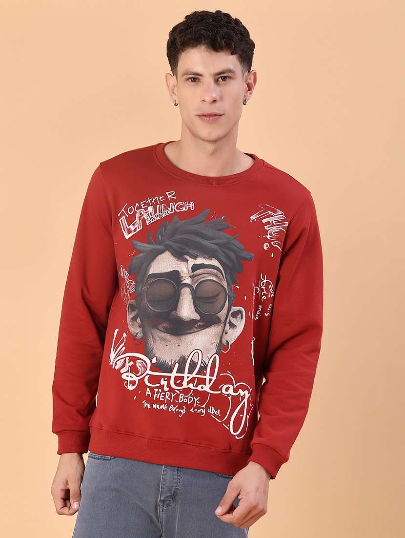 men front print long sleeve regular fit sweatshirt
