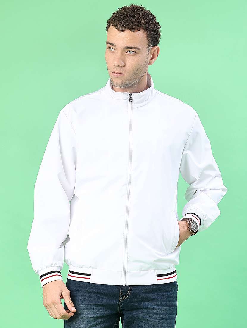 men solid long sleeve lightweight bomber jacket