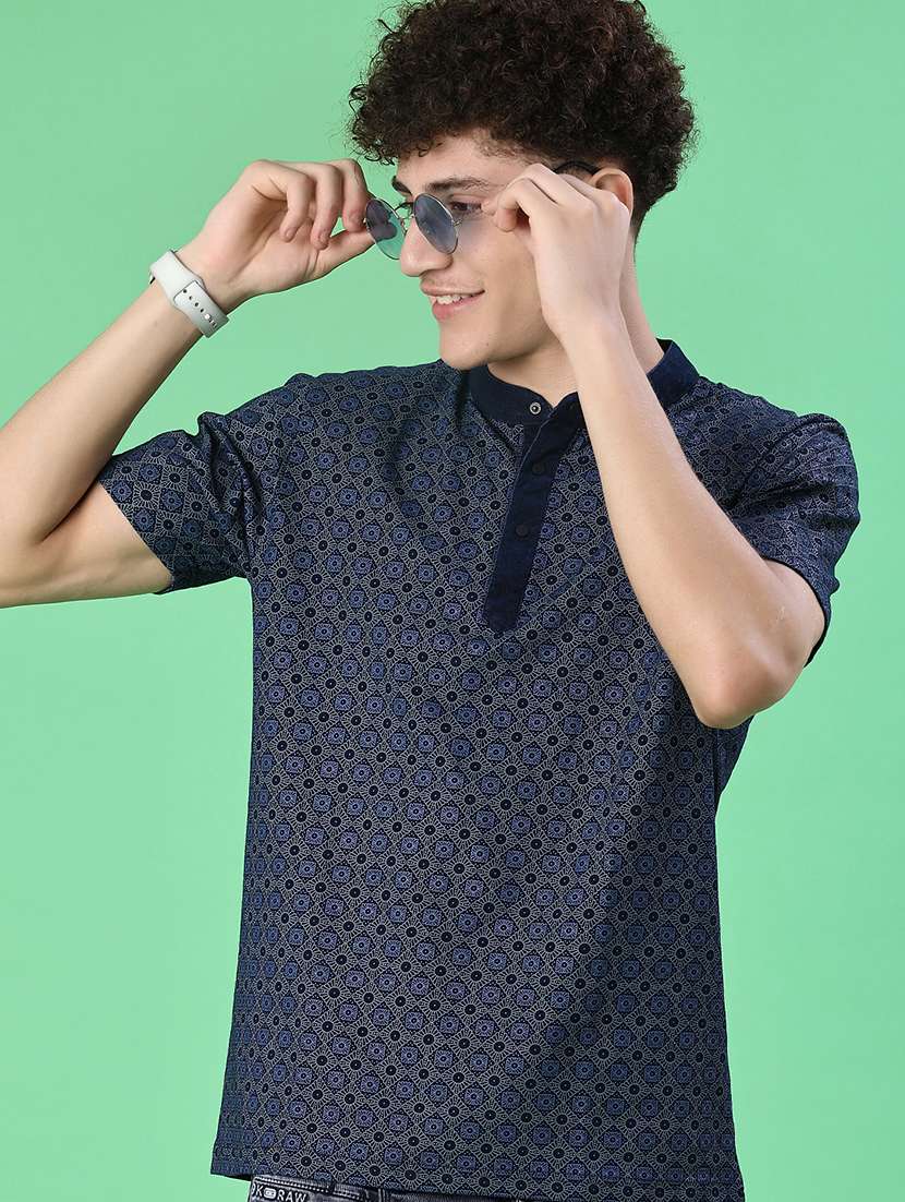 boys printed mandarin neck short sleeve t-shirt