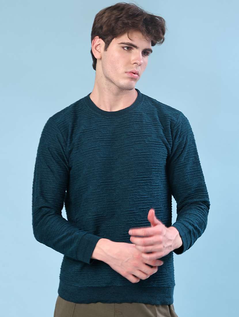teal cotton blend pullover - 22171273 -  Standard Image - 2