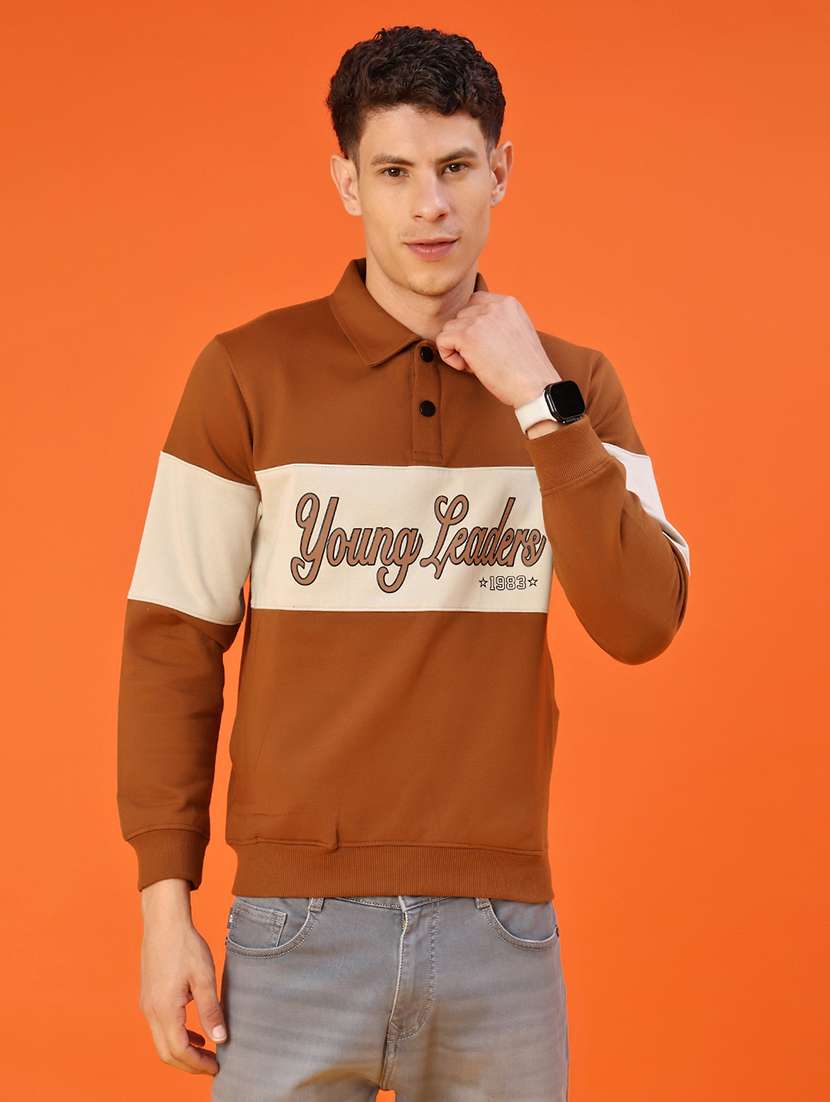 men chest print long sleeve regular fit sweatshirt